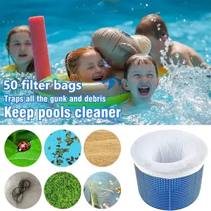 20/50 Pack Pool Skimmer Socks Filter Basket Drain Hair Stopper Swimming Pool Filter Clean Debris and Leaves for In-Ground and Above Ground Home Pool Cleaning Anti-Clog Removable Repeated Use
