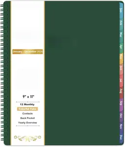 2026 Planner - 2026 planner weekly and monthly, Jan.2026-Dec.2026, 9"×11", Planner 2026 Weekly and Monthly Planner with Inner Pocket, Colorful Tabs, Twin-wire Binding - Emerald