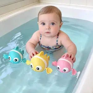 Jift Toy 3PCS Plastic Eco-Friendly Wind-Up Clown Fish Bath Toys, Cute Shape, Battery-Free Colorful Swimming Fun, Entertaining for Toddlers Ages 1-6, Ideal for Bathtub & Pool Play