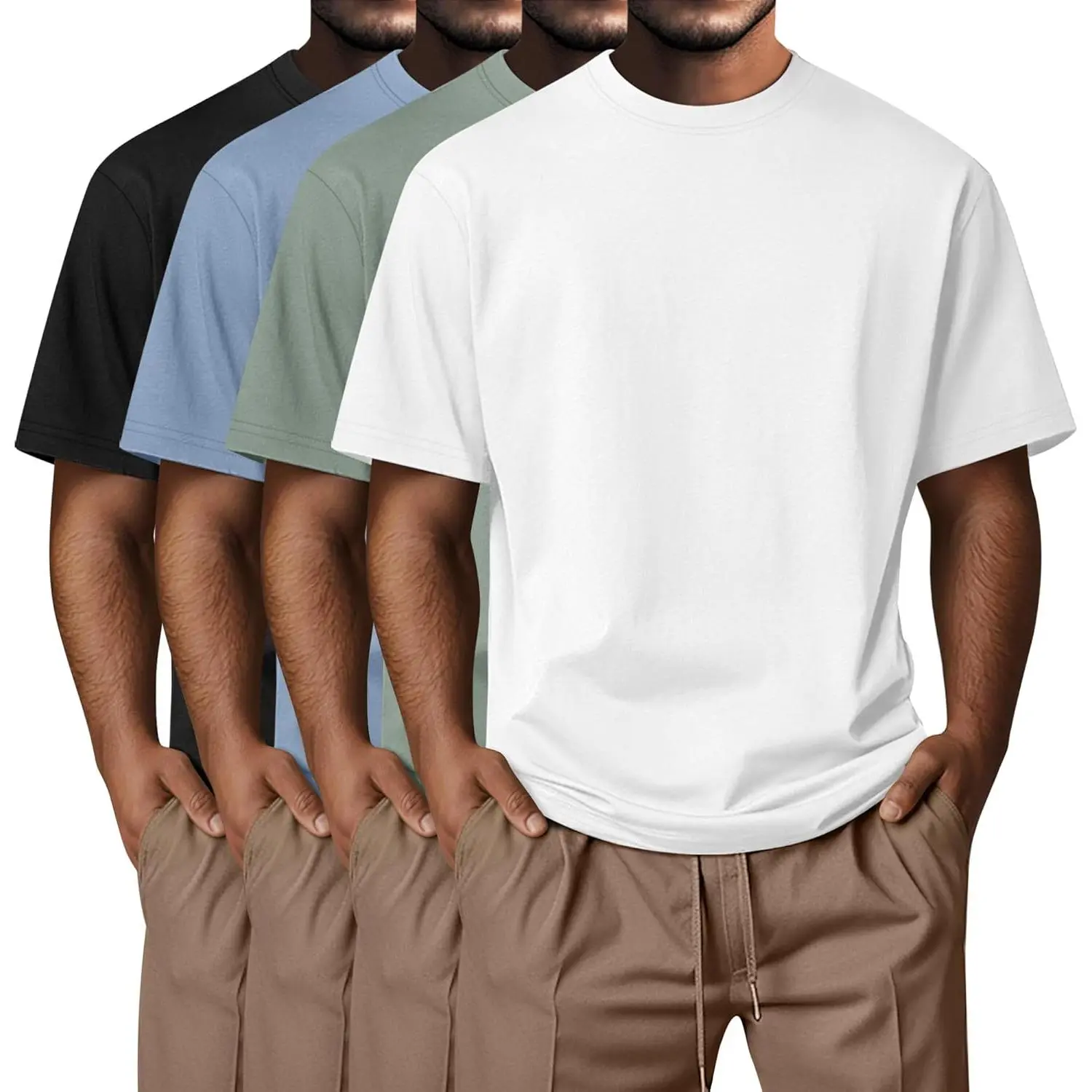 Black, Light Haze Blue, Bean Green, Ivory