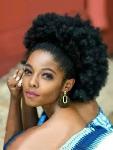 10 Inch Big Afro Puff Drawstring Ponytail Extensions, Afro Kinky Curly Hair Bun, Daily Use, Party, Halloween, Cosplay, Synthetic Curly Wigs