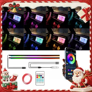 NUISK Wireless Rechargeable Car Ambient Light - 110cm×2 Cold White LED Strip with Remote Control, Nilight Truck Interior Decoration Accessory