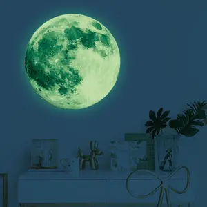 Glow-in-the-Dark Moon Decal, Decorative Wall Sticker, Luminous Wall Decor for Camping Hammock Setup, Green, Blue, Pink Glow Options