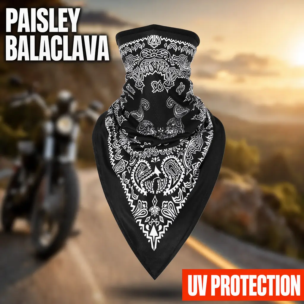 Adults' Unisex Bold Paisley Look Pullover Motorcycle Balaclava (1 Balaclava, 9.45x20.5in, 12+ Wearing Ways) - Fade-Resistant Thermal Transfer Printing, Quick-Dry, Breathable, UV-Shield, Windproof Polyester Neck Gaiter for Motorcycle, Cycling