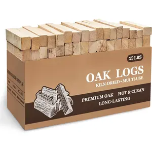 Dried Oak Firewood Bark Free Hardwood Logs for Pizza Ovens Fire Pits Fireplaces Clean Hot Burning Lights Quickly 6in 15lbs
