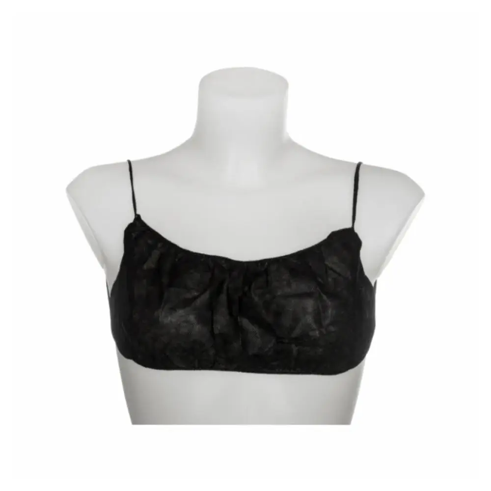 Women's Disposable Backless Strapless Wire-Free Bra - Soft Polypropylene Garment, Solid Black, Individually Wrapped, Size L-XL, 100 Count, Basic Casual Style, Undergarments