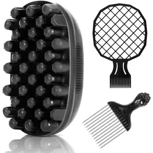 3PCS Twist Curl Styling Set, Afro Twist Sponge Brush Kit with Hair Pick & Curl Comb for Defined Curls, Coils, Waves & Short Natural Hair, Easy Twist Styling Tool for Men & Women