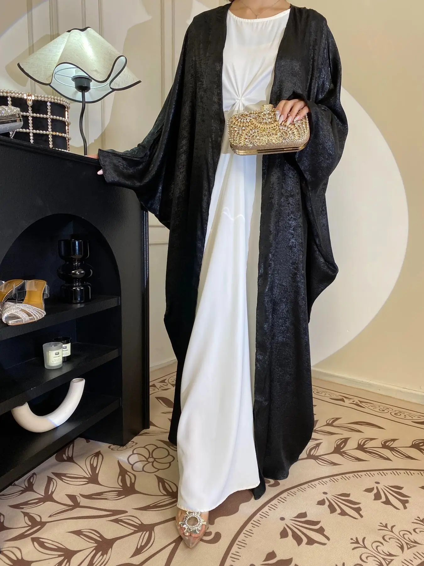 Women's Solid Color Modest Abaya, Elegant Long Sleeve Open Front Abaya for Daily Wear, Ladies Islamic Clothing for All Seasons, Abaya for Women