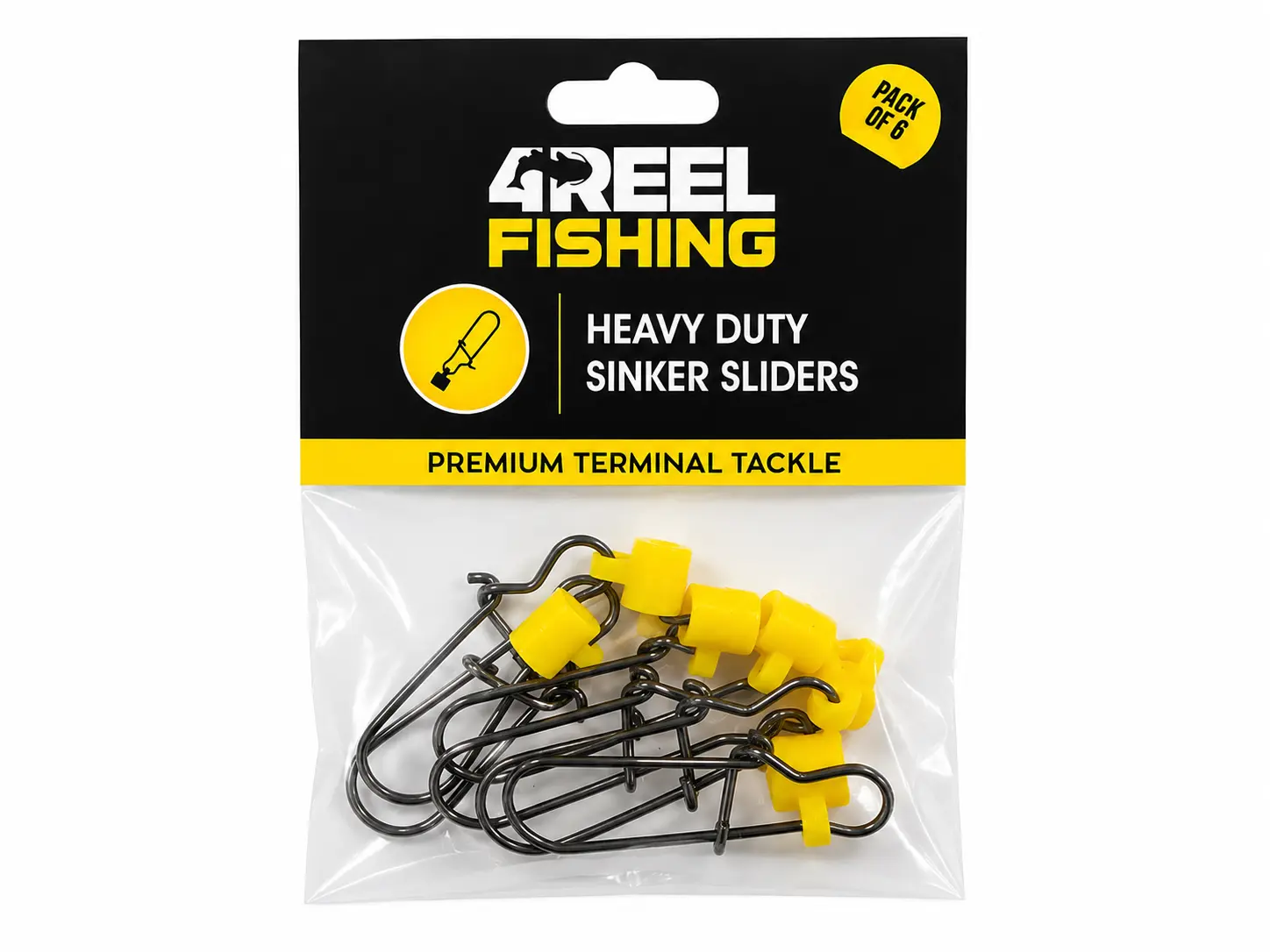 4REEL Heavy Duty Sinker Sliders - Yellow (6 Pack)