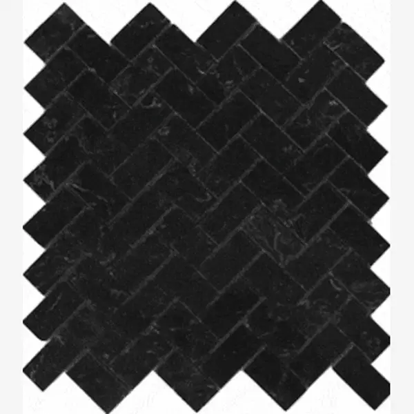 Nero Marquina 1×2 Herringbone Polished/Honed Marble Mosaic