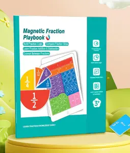 Fraction Math Manipulatives Wooden Toy - Portable Book-Style Montessori Learning Kit with Fraction Bars, Circles, Decimal & Percentage Markers, Educational STEM Toy for Homeschool & Classroom