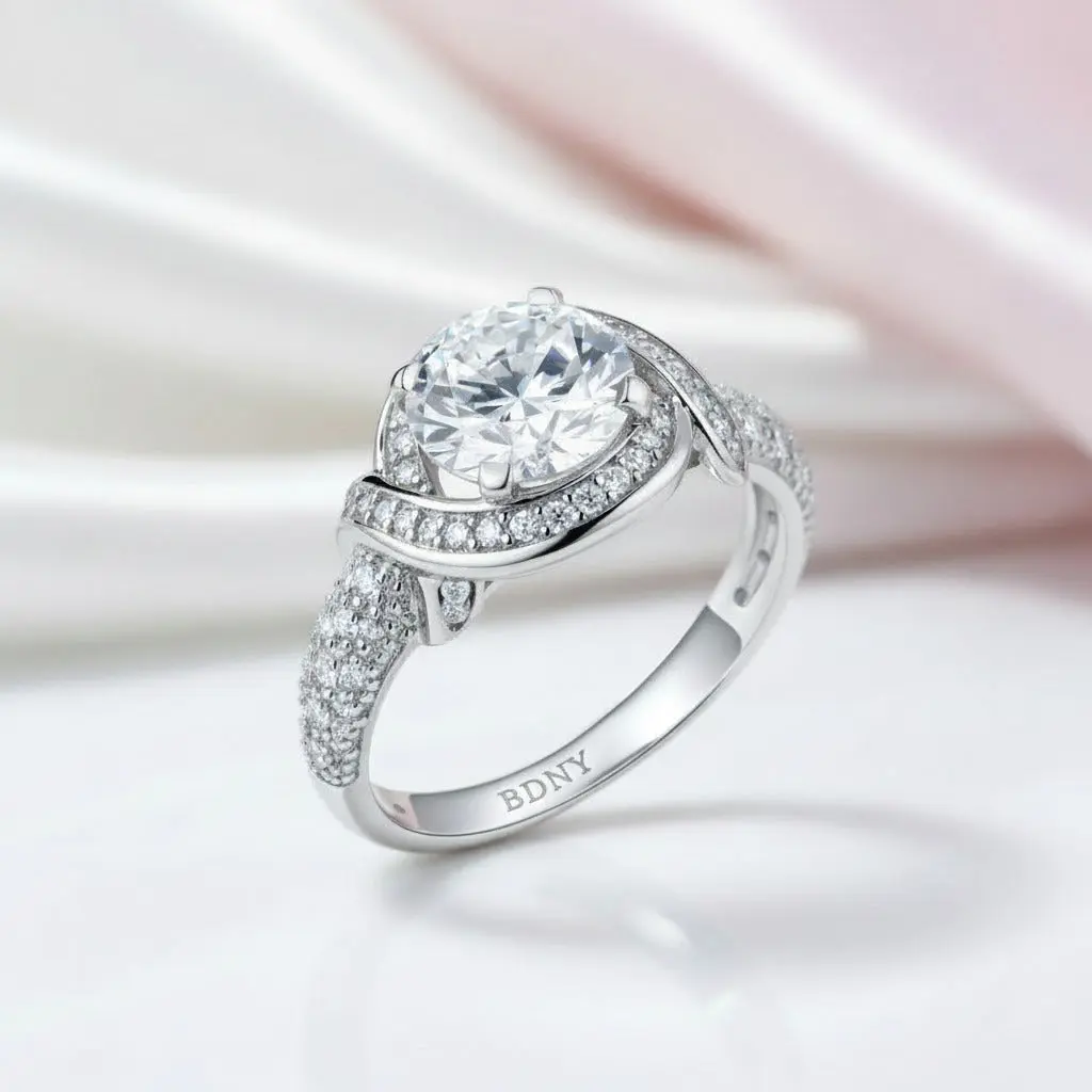 Round Diamond Option Vintage Option Art Deco Twisted Engagement Ring