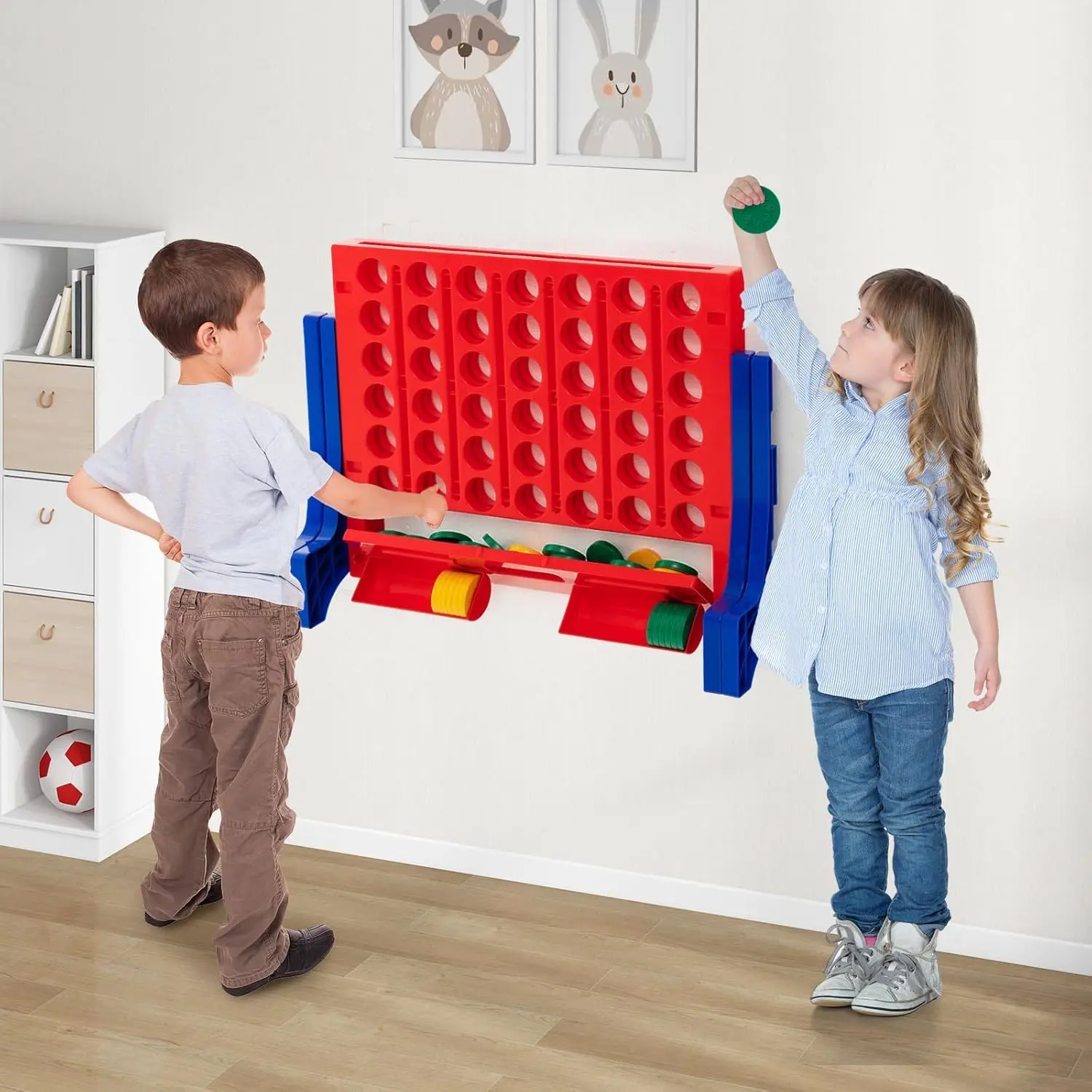 Costzon Giant 4-in-A-Row, Wall Mounted & Tabletop Four Connect Game, Indoor Outdoor Board Game for Adults Kids, Basement Game Room Decor, Jumbo 4-to-Score Connect Game Set w/Carrying Bag & 42 Coins