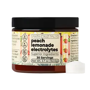 Santa Cruz Paleo Peach Lemonade Electrolyte Powder - 30 Servings - Flavored, Sugar Free Hydration Drink Mix with Himalayan Pink Salt, Sea Salt, Magnesium Glycinate, Potassium Chloride, Sweetened with Stevia