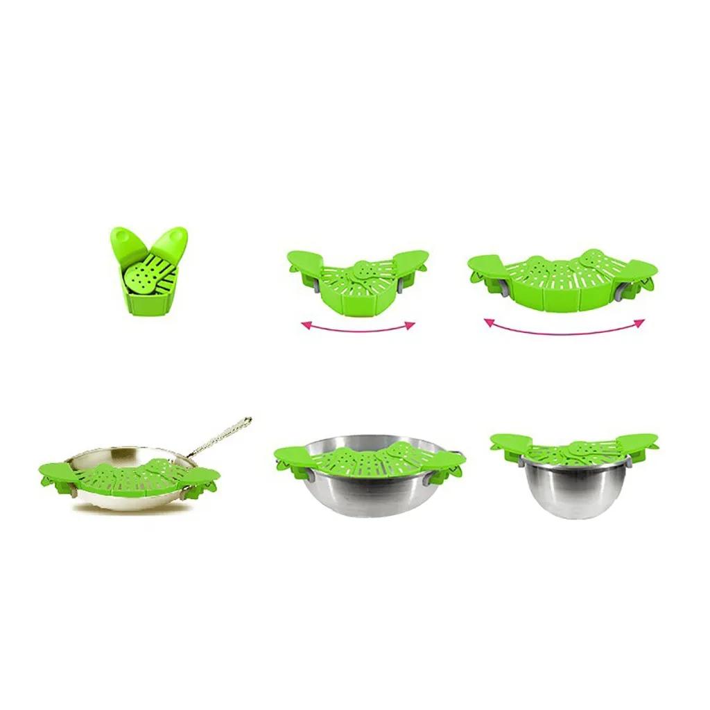 Universal Silicone Clip-on Pan Pot Strainer Anti-spill Pasta Pot Strainer Food Grade Rice Fruit Colander Strainer Kitchen Gadgets