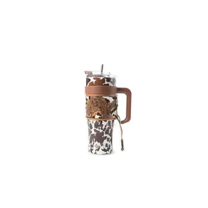 Wide Wyoming Tumbler In Brown and White