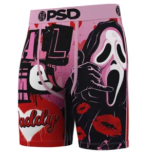 PSD Mens Daddy Ghostface Boxer Brief - Standard Length 7 Inch Inseam, Soft and Breathable Poly Blend Fabric