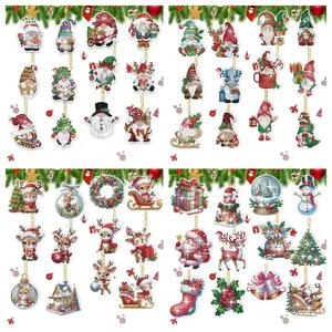 DIY Diamond Arts Colorful Painting Kit, 12pcs/set Cartoon Pattern Acrylic Material Keychain, DIY Decorative Pendant for Bag, Car, Phone, Camera, Crafts, Diamond Painting Kits