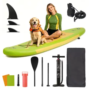 10ft Inflatable Paddle Board Full SUP Accessories Beginner Stand Up Paddle Board 17 lbs Lightweight Enhanced Safety Features for Beginner Avocado Green