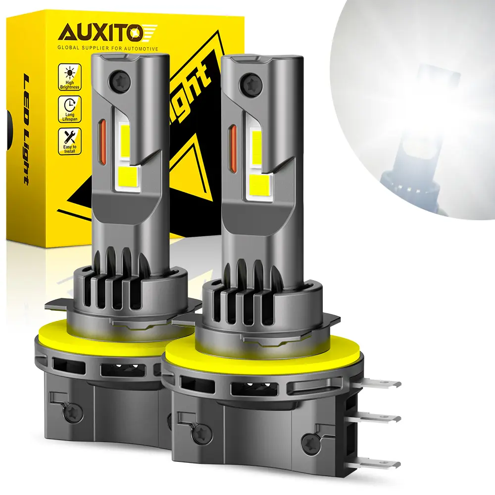 2 PCS AUXITO H15 LED Bulbs Headlight High Beam DRL Conversion Kit 6500K White CANBUS