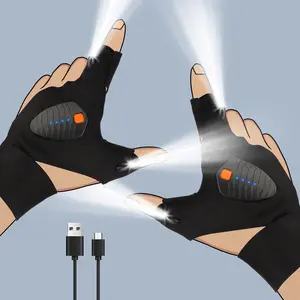 【Today's Special】Rechargeable LED Flashlight Gloves - Adjustable Elastic Fabric, Comfortable Fit! Viral Cool Gadget Hands-Free Lights for Fishing/Repairing/Camping, Must-Have Birthday Gifts for Men Dad Him Husband