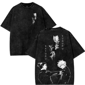 Gojo Satoru Geto Suguru Besties JJk Jujutsu Kaisen Anime Manga 2 sided Washed T-shirt Fit graphic t-shirts Menswear graphic tee Jujutsu Kaisen anime merchandise
