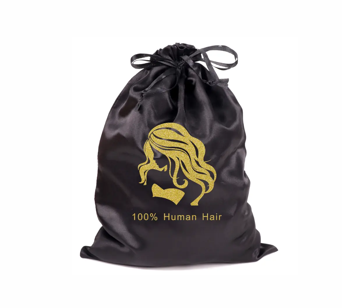 Satin storage bag drawstring imitation silk bag, suitable for wig jewelry toys dustproof wig storage bag, satin drawstring bag for hair storage dustproof imitation silk storage