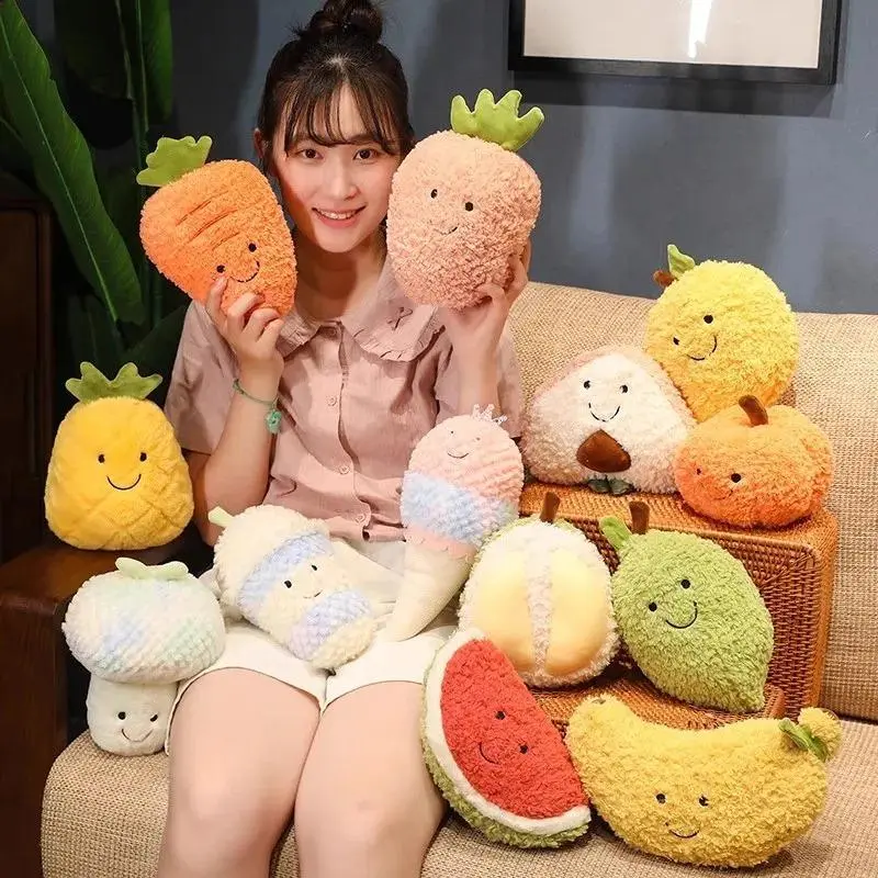 Realistic Fruit & Vegetable Soft Plush Toy - PP Cotton Pillow with Sweet Potato, Broccoli, Pumpkin, Cabbage, Carrot Designs, Unisex New Year Gift for Girls (Domestic Version)