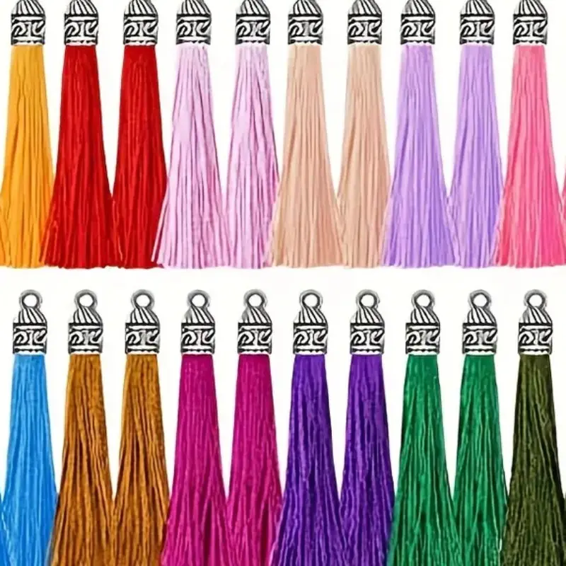 20 Pcs Small Metal Tassel Charms, Polyester Bookmark Car Hanging Decorations, DIY Clothing Accessories, Mixed Colors, Fringe Trim