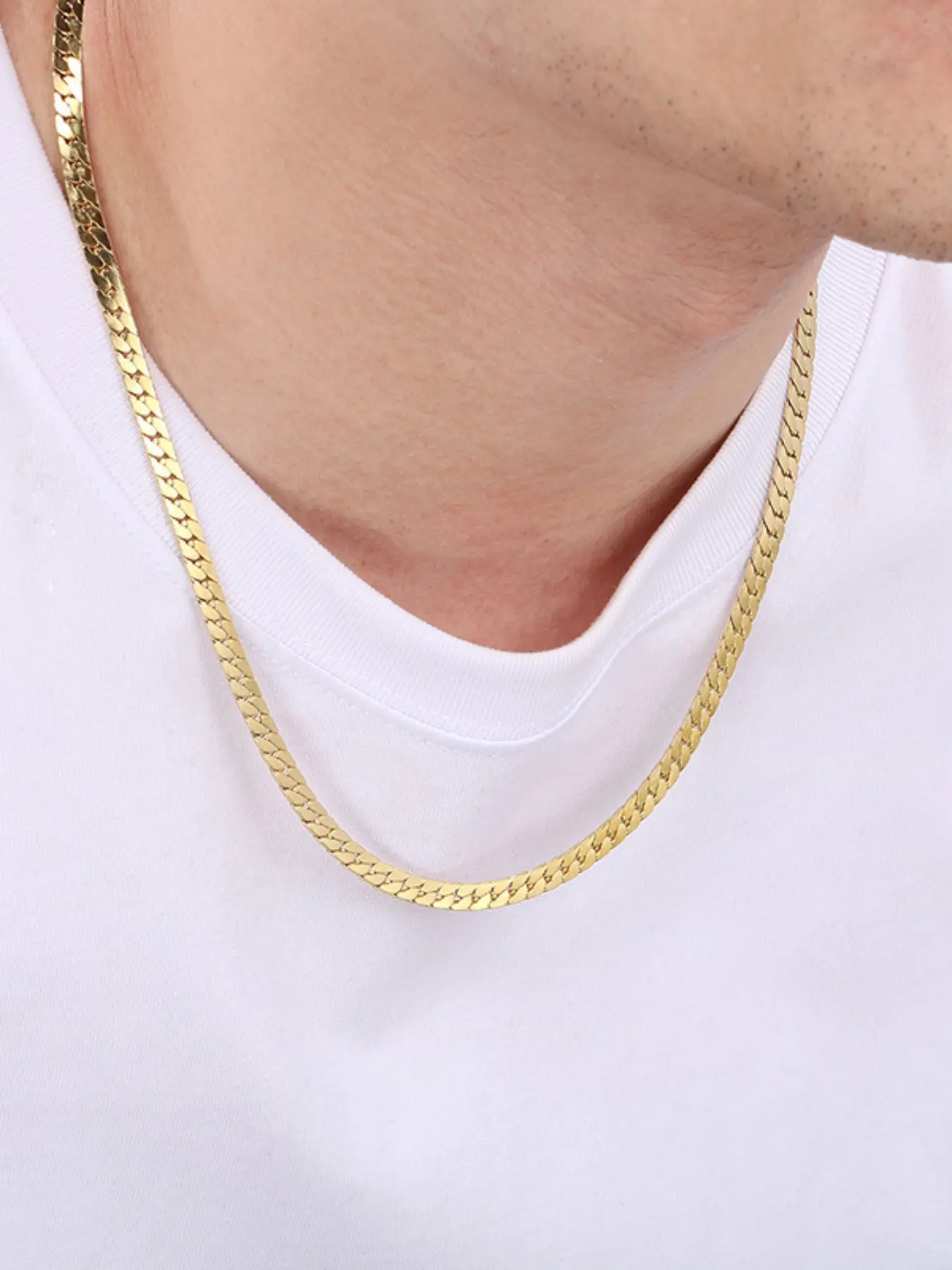 Simple Hip-Hop Curb Cuban Chain Necklace, Stainless Steel Street Style Jewelry, Cuban Link Design, Perfect Gift for Couples, All Seasons Wear, Modern Versatile Accessories, Cuban Link Chain
