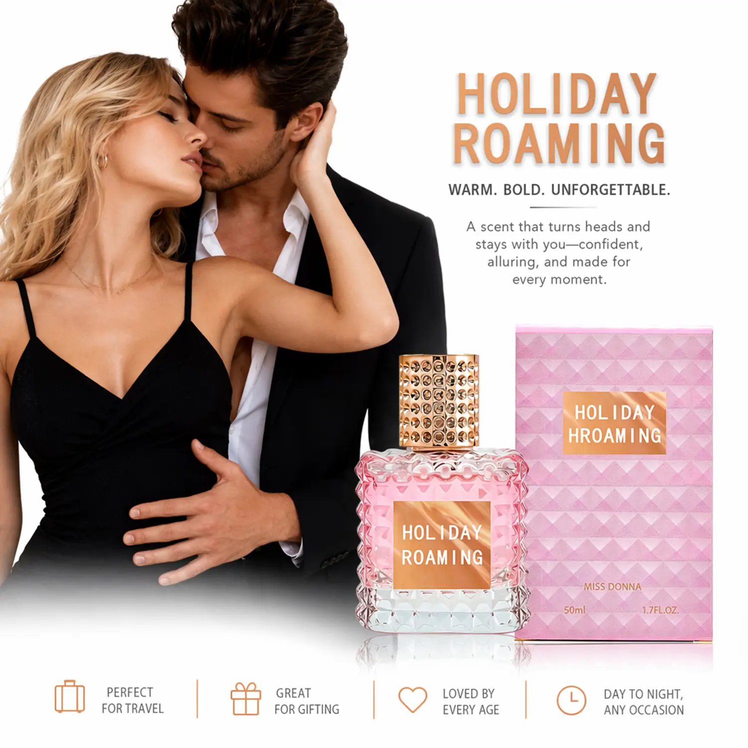 Women's Pheromone EDP Perfume - Premium Pheromone Formula, Long-Lasting Pure Floral Scent, Captivating Impression, Ideal for Special Events, Valentine's Day Gift (50ml)
