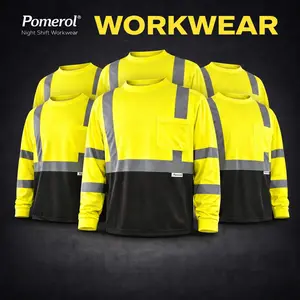 [SummerVibes]Greenish Pomerol 3-6 Pack High Visibility Short Sleeve Wicking Birdseye T-Shirt with Pocket Class 2 ANSI 100% Polyester Reflective Strips Safety Workwear Large Size outdoor jogging safety vest Construction Gear Reflectors tiktokshopspringglow