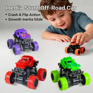 LONANDY Monster Truck Toys for Boys 3 4 5 6 7 Year Old - Friction Powered Car Toys for Kids Toddlers 3 4 5 6 Years, Push and Go Toy Cars Best Christmas Birthday Party Gift for Boys Girls 4 Pack Durable Abs Plastic Endless Fun