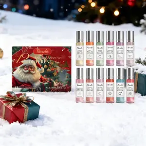 Christmas Countdown Perfume Gift Box Set, 10ML X 12pcs, Fruit Scent, Light Fragrance, Lasting Scent, Christmas Elements, Holiday Gift, Perfume Sets