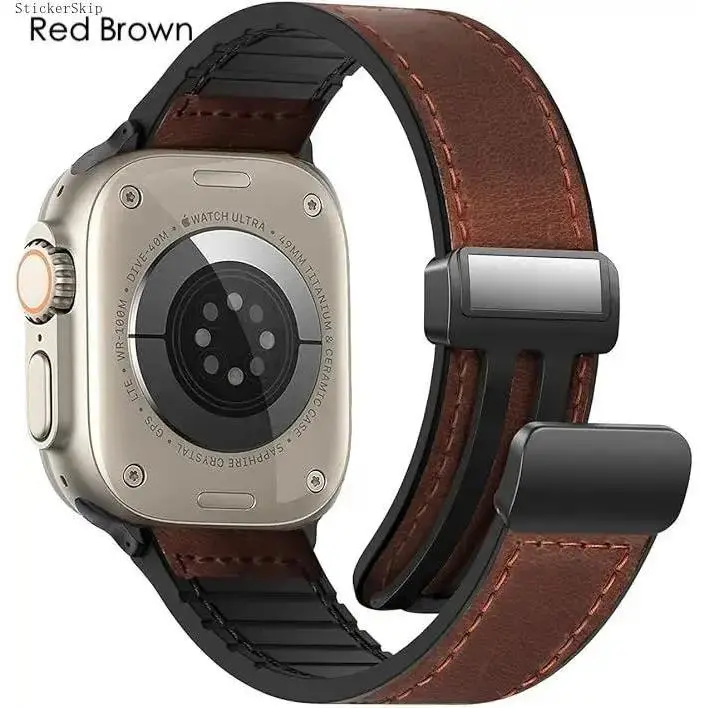 2026 NEW Adjustable Magnetic Leather Band Compatible with Apple Watch, Soft Patchwork Leather Strap Replacement for Apple Watch for band42/44/45/46/49 mm wearable watchband Electronic Gadgets