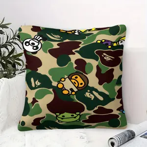 Cartoon Jungle Animal Camo Throw Pillow, Trendy Street‑Style Camouflage Cushion Accent Pillow Includes Pillow Core, Soft Comfortable Fabric, For Sofa, Couch, Bedroom, Living Room, Dorm Decor, Gift for Kids Teens Adults