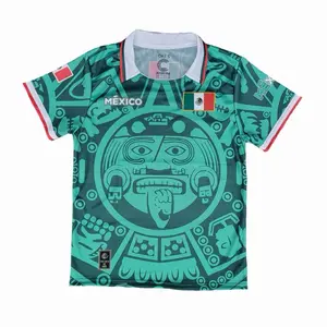 Mexico Green Jersey Azteca Calendario Slim-Fitting Design with Authentic Mexican Flag Details for Cultural Events and Gatherings Virgencita Jersey