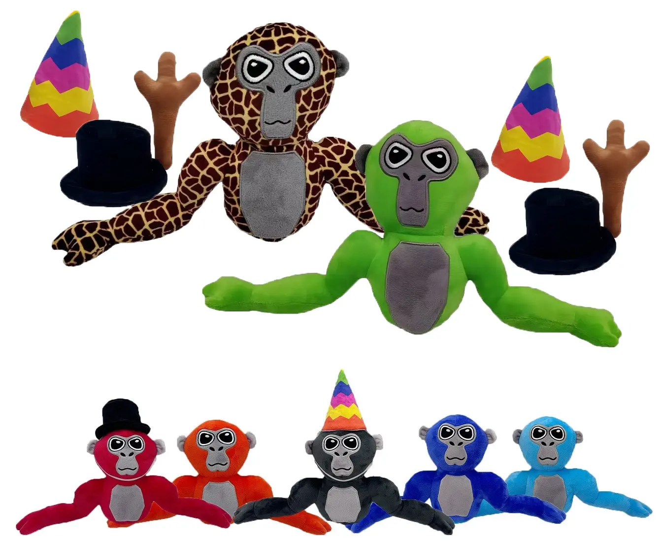 2PCS Gorilla Tag Soft Stuffed Plush Material Animal Character Stuffed Toys, Kids' Thanksgiving-Birthday Cuddly Doll Gift, TV & Movies Themed Toy for Boys-Girls, Cute Animal Design