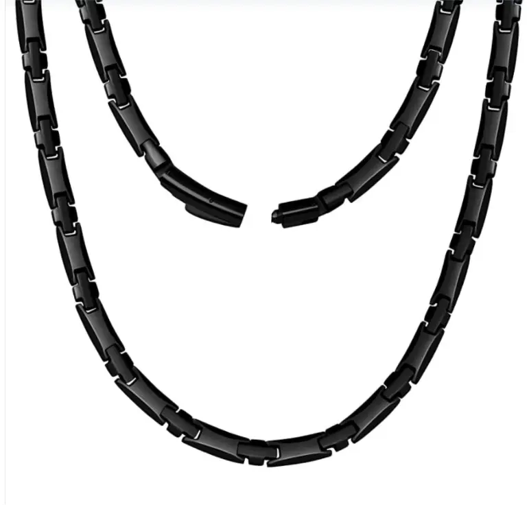Feraco Unisex Adjustable Magnetic Chain Jewelry Necklace, Titanium Stainless Steel with Ultra-Strong Neodymium Magnets, Black Costume Jewelry Gift with Sizing Tool, Chain Jewelry Necklaces