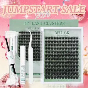 YOULUCK Moonlight DIY Lash Clusters Individual Lash Extensions Fluffy Waterproof Long-Lasting Lashes with Ultra-Thin Invisible Band Bond & Remover Lightweight 5D Handmade Quality