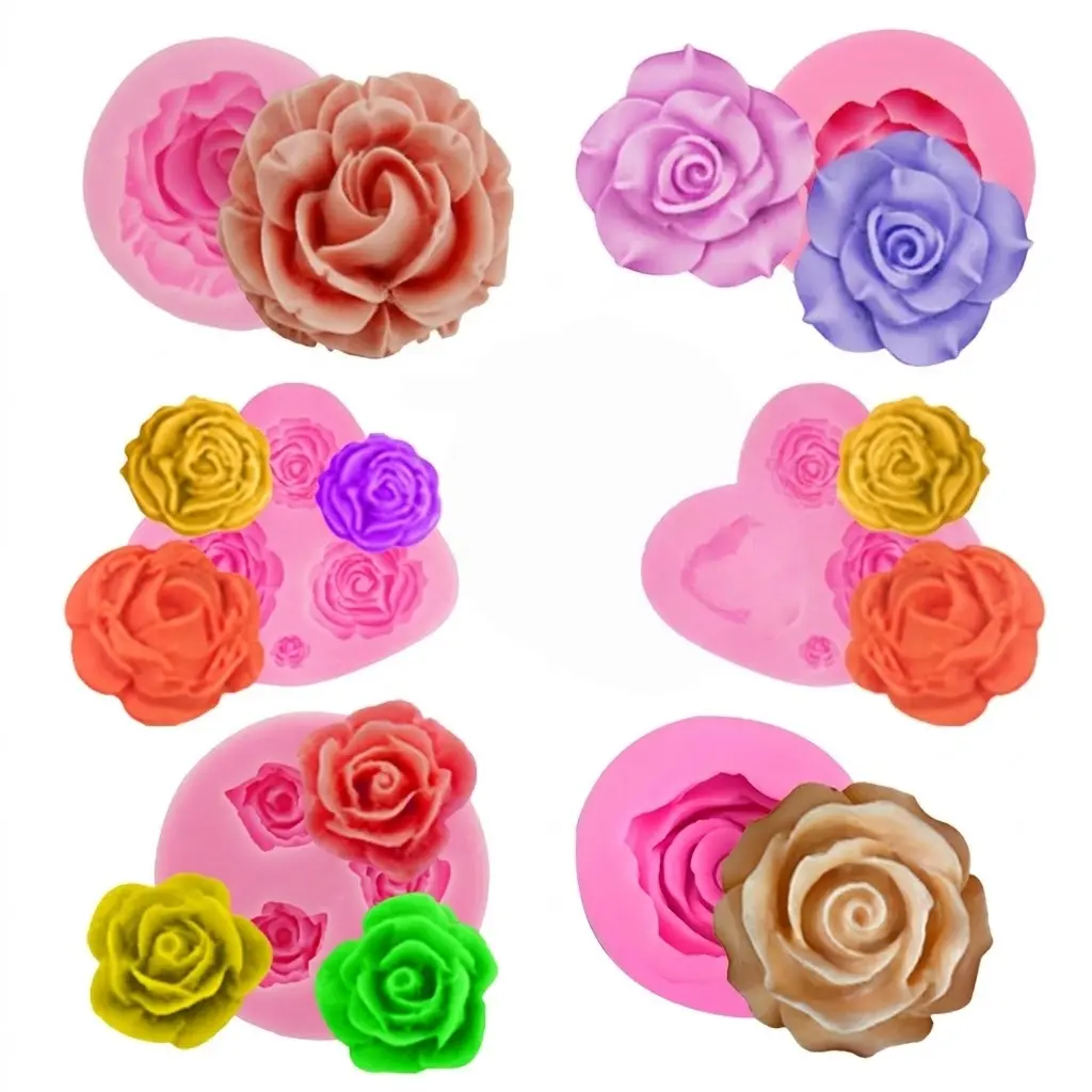 6 Pack Silicone Flower & Animal Molds, Peony Rose Sunflower Shapes, Reusable Casting Molds for Resin Craft and Candle Making