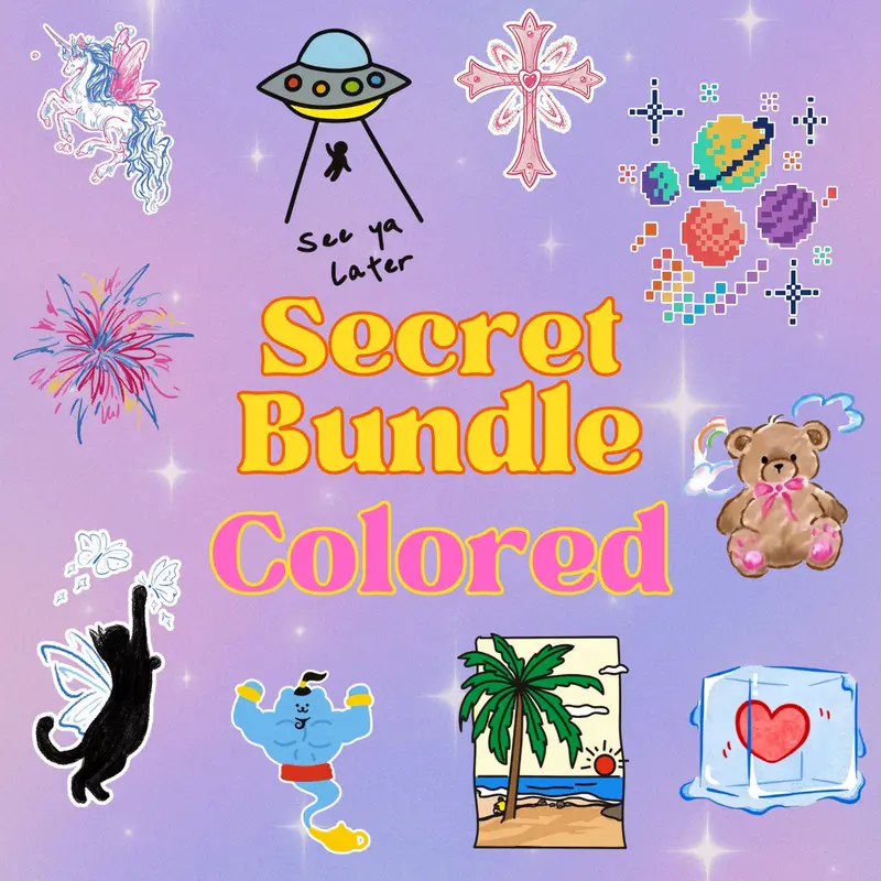 Inknap Secret Bundle Colored - 7-Pack Temporary Tattoos | Waterproof 3-7 Days | Randomly Selected Designs | Bold Colors & Trendy Styles