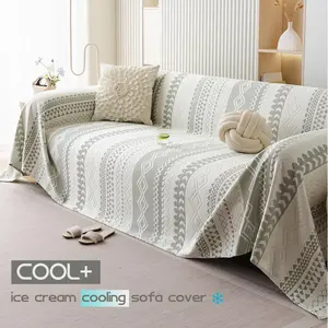 Boho Style Sofa Cover, Breathable Sofa Slipcover, Washable Sofa Slipcover, Sofa Protector for Home Living Room Bedroom, Cooling Sofa Cover for Summer