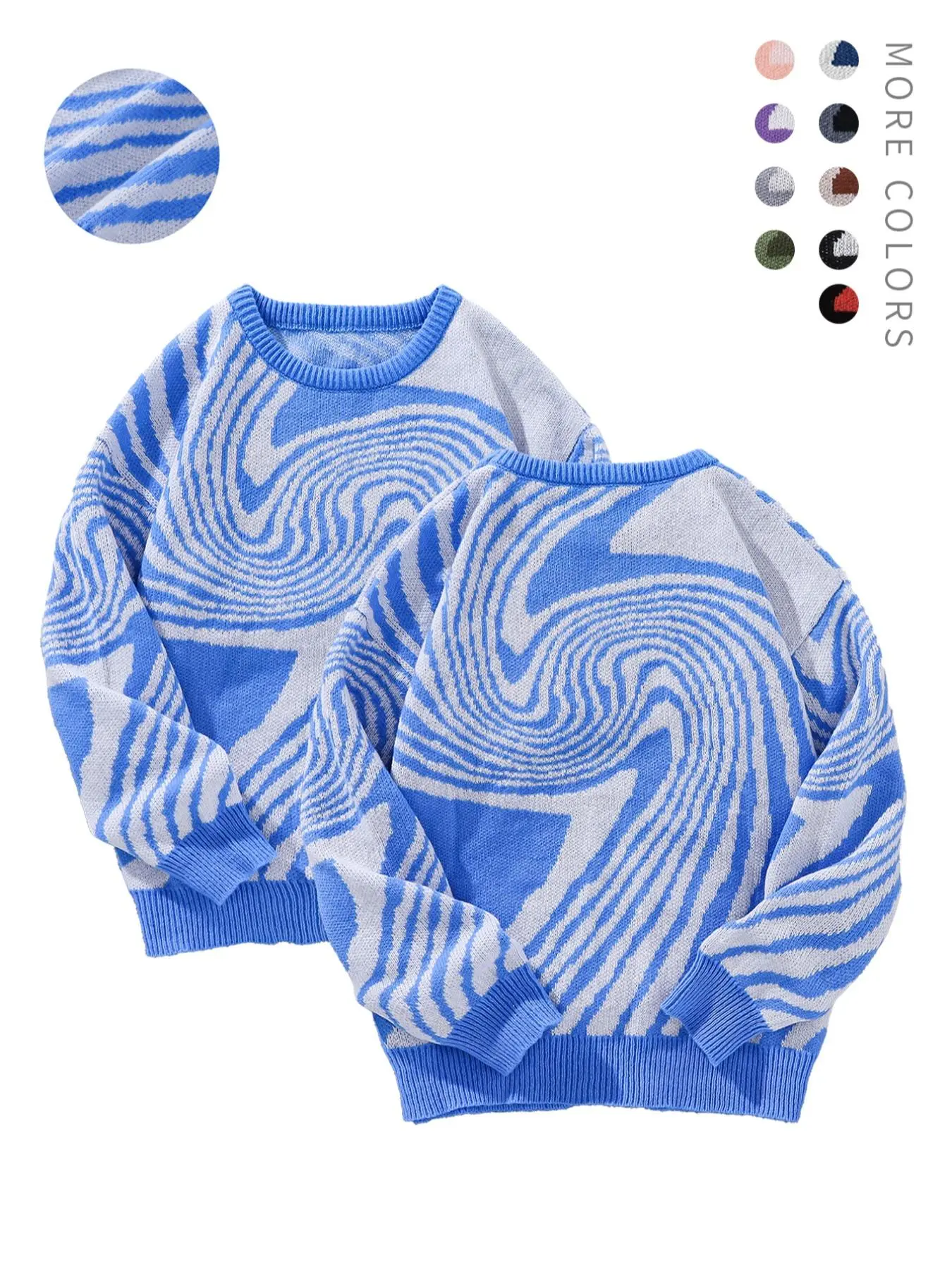 Unisex Casual Sweater Jumper, Round Neck Asymmetrical Design, Soft High-Quality Jacquard Fabric, Fitted Moderate Thickness, Fall & Winter Wear