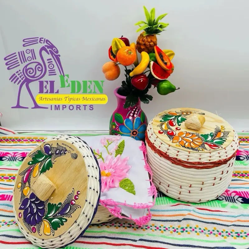 El Eden Imports Tortillero de Mimbre con Unicel Wicker Tortilla Holder with Styrofoam Handcrafted Mexican Artisanal Kitchenware