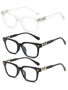 3PCS New Square Glasses, Unisex, Stylish Light Luxury Elegant Artsy Frames, Multiple Styles Available, Perfect Gift for Him, Suitable for Daily Wear, High Quality Eyeglasses