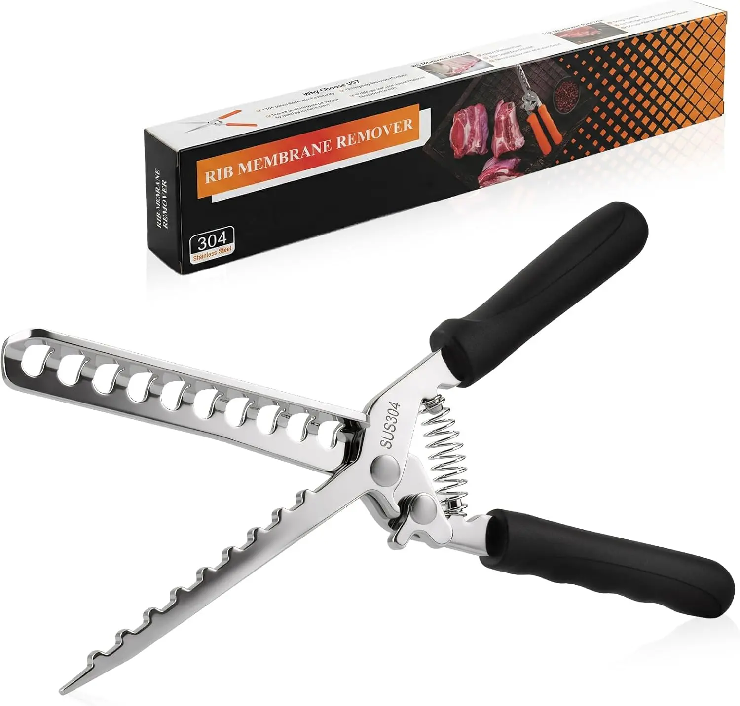 Rib Membrane Removal Tool - High Duty Premium Stainless Steel BBQ Prep Kit for Effortless Grilling, Membrane Remover for Ribs