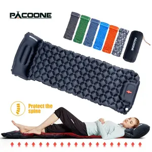 PACOONE Outdoor Camping Sleeping Pad Inflatable Mattress with Pillows Ultralight Air Mat Built-in Inflator Pump Travel Hiking