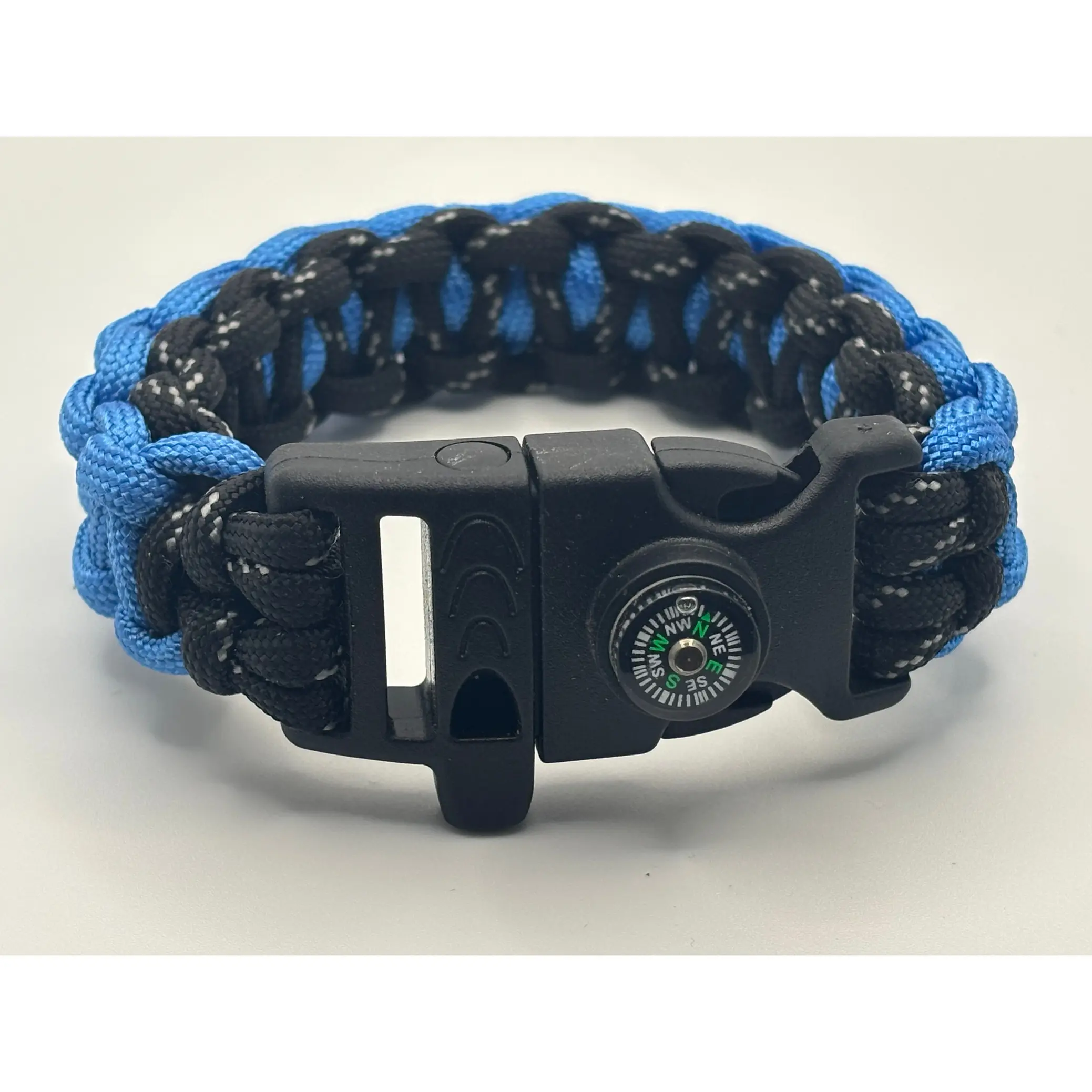 Handmade Back-to-Back Cobra Knot Paracord Bracelet – Blue & Black