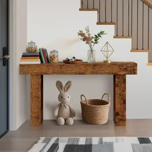 63" Long Console Table for Entryway, Wooden Rectangular Sofa Table Behind The Couch, Farmhouse Entryway Table for Entrance, Hallway, Living Room